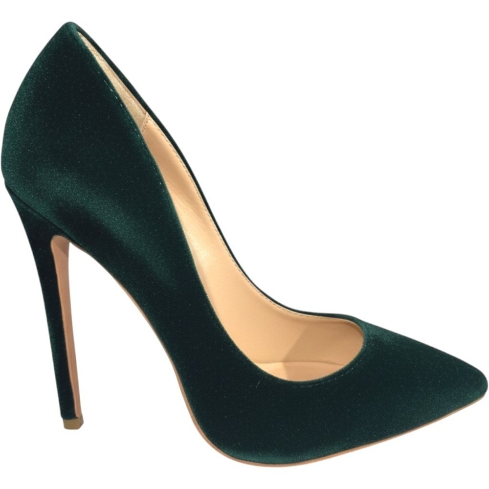 Green Velvet Pointed Toe Pumps Women's 8 Unbranded Stiletto High Heels NWOB